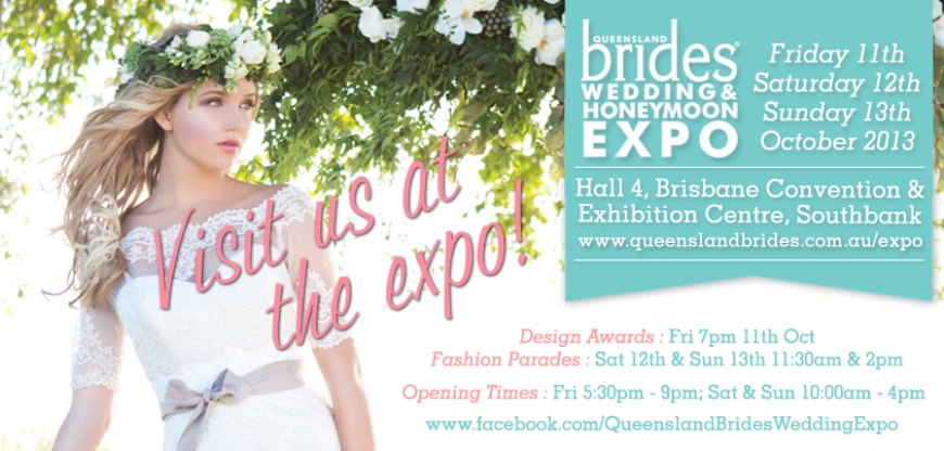visit us as the brides wedding & honeymoon expo banner